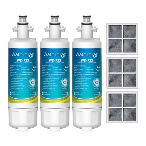Waterdrop ADQ36006101 Replacement for LG® LT700P® Refrigerator Water Filter, Kenmore® 9690, 469690, ADQ36006102, LFXS30766S, RFC1200A, FML-3 and LT120F® Fresh Air Filter, 3 Combo