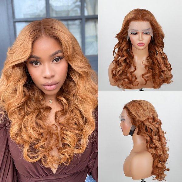 Domiso Ombre Ombre Blonde Lace Front Wigs Human Hair Ombre 13x4 Brown Lace Front Wigs Human Hair Glueless Wigs Human Hair for Women Body Wave Lace Wigs Human Hair Colored Wig 22 Inch