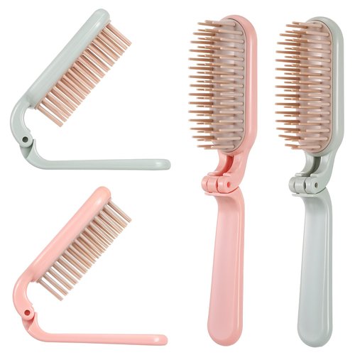 2 Pcs Folding Hair Brush Travel Hair Brush Mini Hair Brush Pocket Hair Comb Portable Foldable Hai...