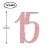 Rose Gold 15th Glitter Birthday Centerpiece Sticks, 12-Pack Number 15 Table Topper Anniversary Party Decorations