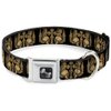 Dog Collar Seatbelt Buckle Buckle Down Skulls Wings Black Tan 16 to 23 Inches 1.5 Inch Wide