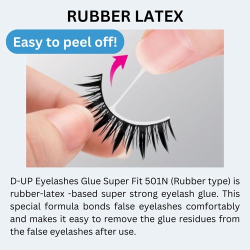 D-UP False Eyelash Glue, Lash Glue for Eyelash Extensions, Eye Makeup Super Strong Lash Glue Hold, Waterproof Eye Lash Glue for Strip Lashes, Japanese Adhesive Lashes Glue, Super Hard Fixer 501,Clear
