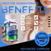 Creatine Monohydrate Gummies Complex 6400mg for Men & Women -Advanced Formula W/L-Taurine + Vitamin B12, Sugar Free Chewable Supplement,180 Blueberry Gummies 2pack