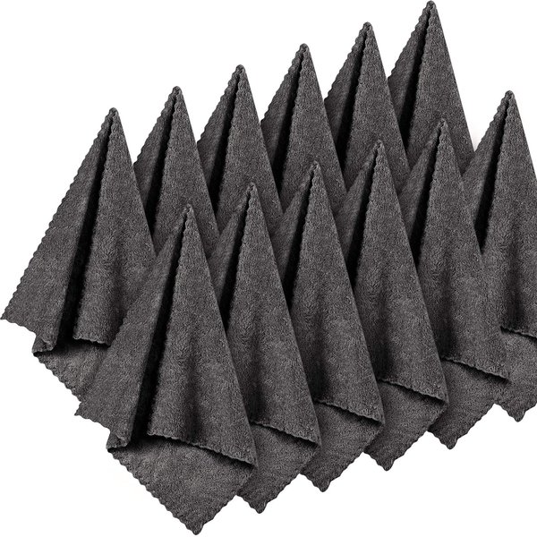 12 Pieces Face Wash Cloth Makeup Remover Cloths Coral Velvet Facial Washcloths Soft Fast Drying Facial Cleansing Cloth for Face, 12 x 12 Inch (Dark Grey)