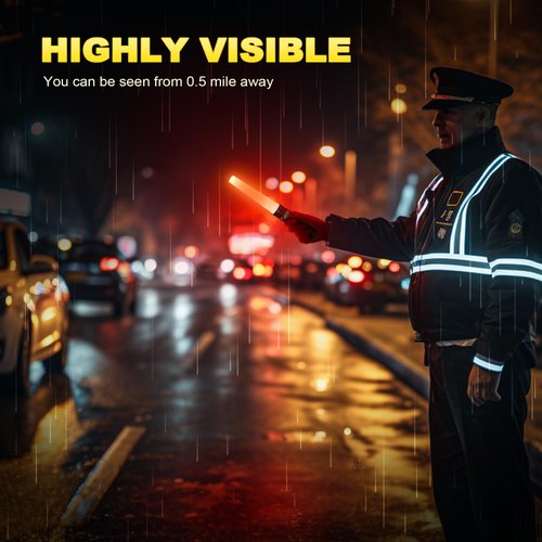 E-riding 4 Pieces 11-Inch Signal Traffic Wand, Safety LED Flashlight with Red Strobe Mode Lanyard and Side Clip for Parking Attendant, Traffic Control, Using 3 AAA Batteries (Not Included)