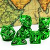 HAOMEJA Hollow Dragon Dice DND Metal Dice Set 7 Role Playing Dice D&D Dungeons and Dragons Dice (Green)
