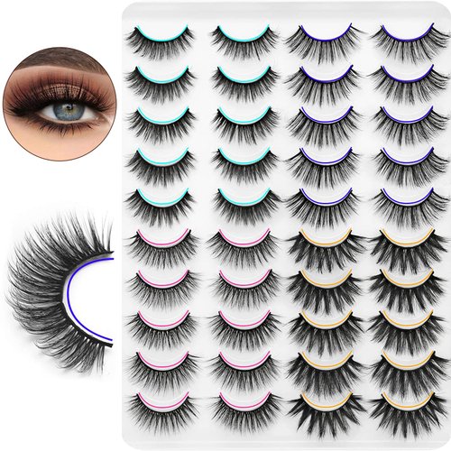 DYSILK Fluffy Lashes False Eyelashes - Lashes Mink 20 Pairs Wispy Lashes 6D 4 Styles Mixed Faux Mink Eyelashes False Lashes Mink Lashes Natural Look Cat Eye Lashes Wispy Eyelashes Pack| 11mm-20mm