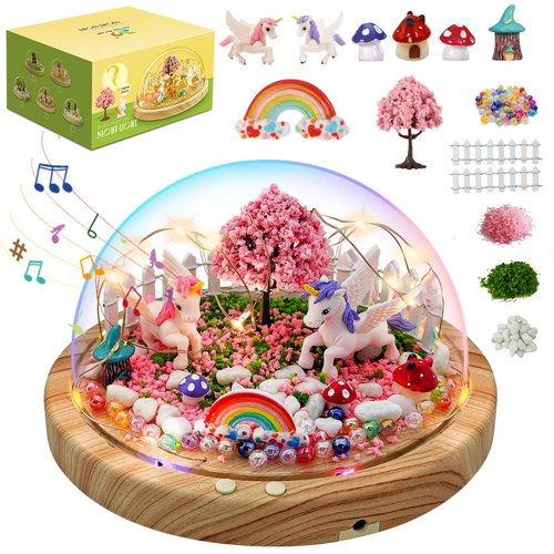 LEFJUBAW Make Your Own Night Light with Music, Unicorn DIY Kits for Girls Night Light USB Upgrade Edition Unicorn Toys, Arts and Crafts Lamp Project for Girls, Gifts for 4 5 6 7 8 9 10 Year Old Girl