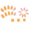 Foccna Press on Nails Medium, Fake Nails Coffin Acrylic False Orange Nails,Artificial Rhinestone Nails for Women and Girls 24 pcs