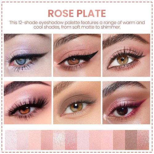 AMY'S DIARY 12-Color Pink Purple Eyeshadow Palette for Versatile Day-to-Night Looks – Blendable, Long-Lasting, and Highly Pigmented. Elevate Your Eye Makeup– Unleash Your Unique Style (07#)