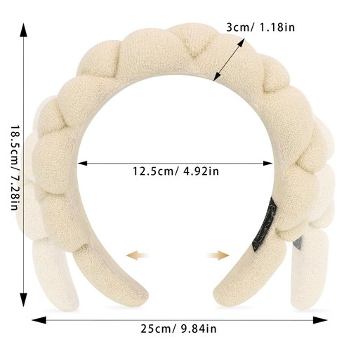 WHAVEL 2 Pack Spa Headband for Washing Face, Get Ready Headband Soft Terry Cloth Headbands Puffy Hair Band for Face Washing, Skincare, Makeup (Khaki, Black)