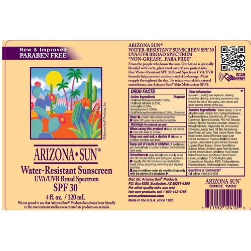 Arizona Sun Water Resistant Sunscreen SPF 30 – 4 oz -Total Sun Protection Lotion - Face and Body – Sunscreen