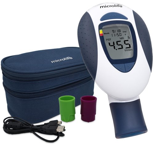 Microlife (Deluxe Kit) Digital Peak Flow Meter Tests PEF / FEV1 / Early Detection of Asthma Attacks | Spirometer for Kids & Adults | Perfect for Monitoring Asthma, COPD & other Lung Conditions at Home