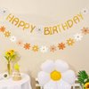Happy Birthday Banner Little Daisy Banner for Kids Adults Birthday Party Decorations (Yellow+White+Orange)