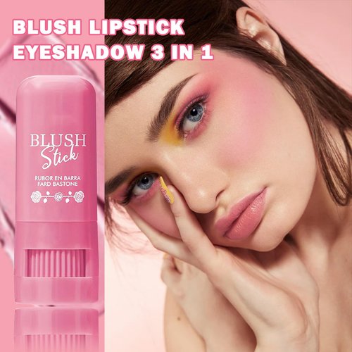 IONSGAKO Cream Blush Stick Multi-Use Makeup Blush Stick for Lip and Cheeks Tint Solid Moisturizer Waterproof Cream Blush Natural Face Blush Makeup for All Skin Tones-02 Nude Pink