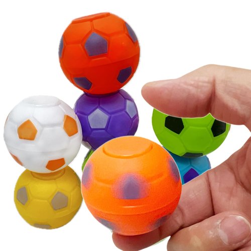 GIFTEXPRESS Soccer Ball Fidget Spinners - 8 Piece Assorted Color Kids 1.25" Mini Party Favor Toys - Bulk Stress Toy for Boys & Girls Birthday Gift
