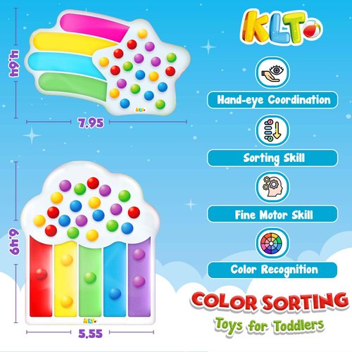 Color Sorting Toys Sensory Toys: Fine Motor Skills Game for Toddlers, Color Matching Toys Preschool Learning Activities Educational Calm Down Montessori Toys for Kids Boys Girls Stocking Stuffers