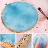 2 Pieces Resin Nail Art Palette, Nail Art Painting Gel Palette Gold Edge Nail Gel Color Makeup Display Board Nail Art Display Cosmetic Mixing Tools