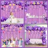 Purple Happy Birthday Party Decorations for Women Girls, Pre-Strung Happy Birthday Banner, Purple Balloons, Fringe Curtain, Tissue Paper Pom Poms, Circle Dot Garland, Hanging Swirls for Birthday Party