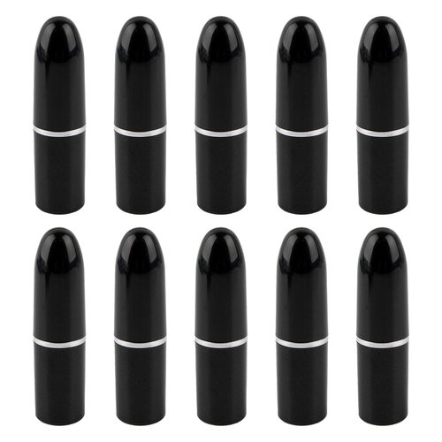 AUEAR, Empty Lip Balm Lipstick Tubes Container Bullet Shape for Lipstick Lip Balm DIY (Black, 10 Pack)