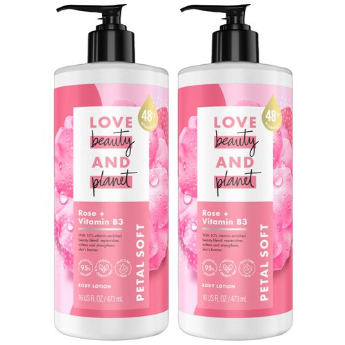 Love Beauty And Planet Lotion - Moisturizing Rose Lotion + Vitamin B3, Natural Body Lotion for Wo...