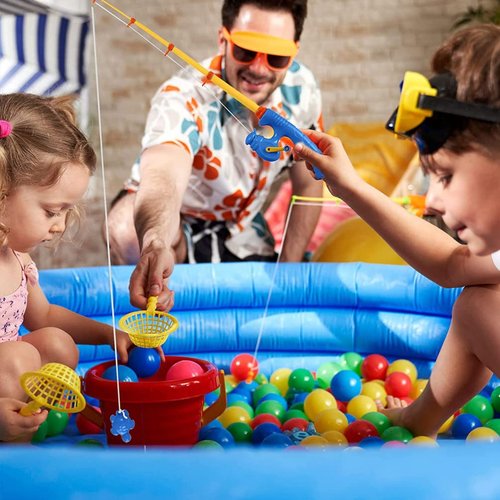 Toddler Toy Kids Magnetic Fishing Rod Toy: 6pcs Plastic Fishing Toy Pole Floating Fishing Game Rod Bathtime Carnival Toddler Education Teaching Toy (Random Color) Toddler Tub Toys