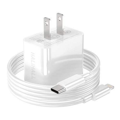 HALIHALL [MFI Certified] i Phone Charger Block USB C Fast Wall Plug with 6ft USB C to Lightning Cable for i Phone/14/13/12/11/pro/pro max/Air pods pro/iPad air 3/min4 (White, 6FT 1PACK)