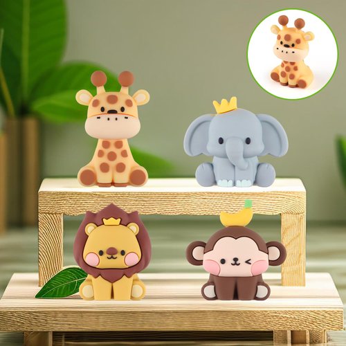 Jungle Safari Animal Cake Toppers, Wild One Animals Cake Decorations with Monkey Giraffe Lion Elephant Figurines, for Baby Shower Birthday Jungle Theme Party Supplies