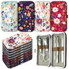 Gisafai 12 Set Manicure Set Stainless Steel Nail Clipper Set Floral Pattern Nail Clipper Kit Gift Professional Pedicure Kit Pedicure Tools with Travel Case Gifts for Women Men Personal Nail