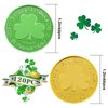 Lippbest St Patricks Day Gold Coins, 120 Pcs Gold and Green Lucky Coins Plastic Shamrock Leprechaun Coins, St Patricks Day Decorations for Irish St. Patrick's Day Party Table Decorations