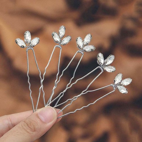 Casdre Crystal Bride Wedding Hair Pins Bridal Hair Piece Wedding Hair Accessories for Women and Girls (Pack of 5) (A Silver)