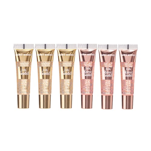 Ruby Kisses 24K Gold Oil Lip Gloss (6 Count, Gold & Rose Gold)