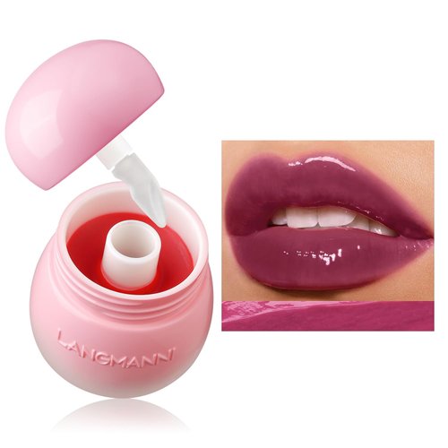 Mushroom Milk Can Lip Jelly Lipstick, Silicone Brush Head Pudding Glow Korean Lip Tint Lip Balm, Nourishing Moisturizing Smoothing Glossy finish Lip gloss (#06)