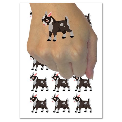 Cute Baby Goat Temporary Tattoo Water Resistant Fake Body Art Set Collection - 54 1" Tattoos (1 Sheet)