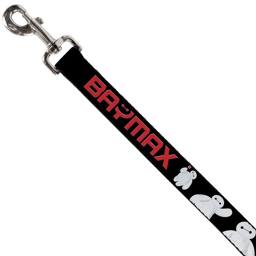 Dog Leash Baymax Poses Black White Red 6 Feet Long 1.0 Inch Wide