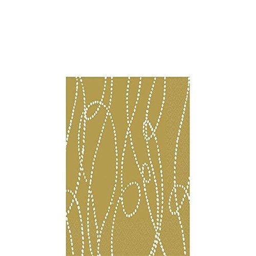 Amscan Decorative Beaded Stripe Party Beverage Paper Napkins (16 Pack), 5 x 5, Gold/White