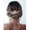 Gorais Leaf Bride Wedding Hair Comb Pearl Bridal Hair Piece Crystal Side Comb Hair Accessories for Women and Girls (C-Rose Gold)