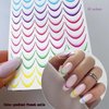 12Sheets Gradient French Line Nail Stickers, Colorful Stripes Line Transfer Decals Curved Lines Nail Art Designs Self-Adhesive Nail Tips Guides Fashion Nail Accessories Gel Polish Wraps Stencil Tools