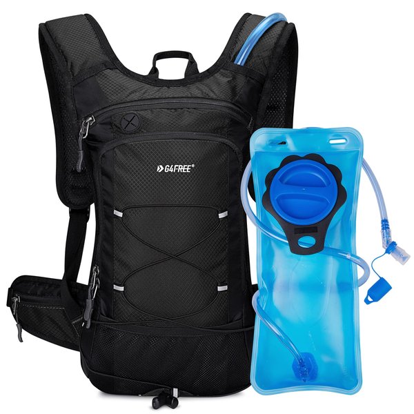 G4Free Insulated Hydration Backpack Pack with 2L BPA Free Bladder for Outdoor Running Hiking Cycling Camping(Black)