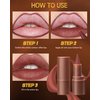 2 in 1 Lip Liner Lipstick,Coffee Nude Brown Lip Liner Lip Gloss,Velvet Matte Sharpened Head Lip Tint Stain,Long Lasting Waterproof,Highly Pigmented Non-sticky Tinted Lip Balm,Lip Makeup for Women-06