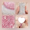 Framendino, 2 Pack Rhinestone Handheld Mirror Heart Bling Mirror Glitter Cosmetic Dazzling Mirror Portable Hand Mirrors with Handle for Women (White & Pink)