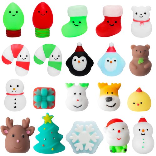 MALLMALL6 20Pcs Christmas Mochi Squeeze Toys for Xmas Party, Kawaii Animal Stress Relief Toys for...
