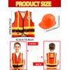 Puteraya 12 Pcs Kids Construction Worker Costume Dress Up include Construction Vest Hard Hat Goggles for Kids Halloween (Color Style 2)