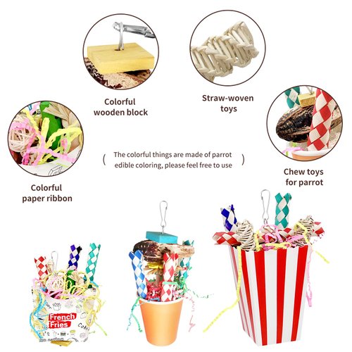HPAWHOMEPART Bird Toys, 3PCS Bird Shredding Toys,Bird Shredder Toys Chewing Toys Parrot Cage Foraging Hanging Toy,Bird Cage Accessories for Bird Parakeets Lovebirds Cockatiels