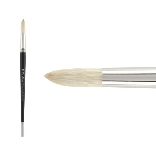 Creative Mark Pro Stroke Premium White Chungking Hog Bristle Artist Paint Brush - Round # 14 - Natural Bristle Brush w/Great Control Suitable for Oils, Watercolors, Acrylics, Alkyds, Caseins