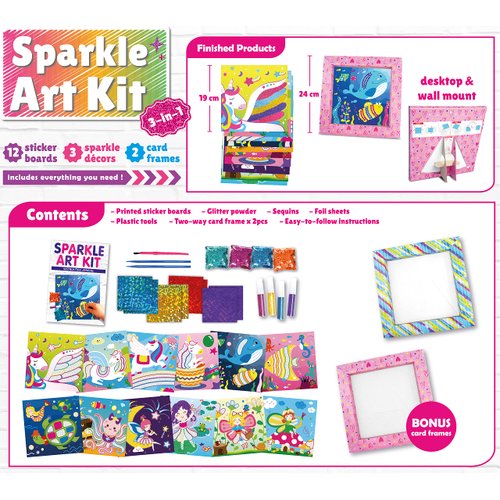 My Magic World DIY 3-in-1 Sparkle Art Set for Kids (12 Sparkly Creative Arts and Crafts Projects : Glitter/Sequin/Foil Art) Handcraft/Handmade/Creative Art