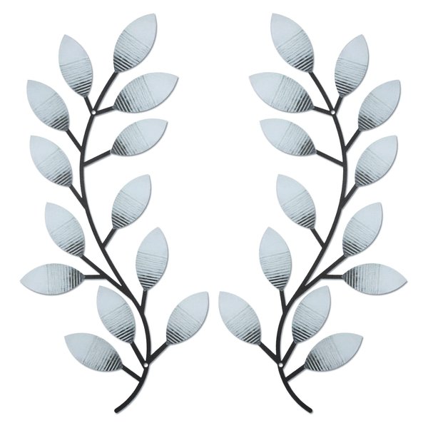 2 Pieces Metal Tree Leaf Wall Decor Vine Olive Branch Leaf Wall Art Wrought Iron Scroll Above The Bed, Living Room, Outdoor Decoration (Retro White)