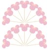 Gyufise 36 Pack Mouse Inspired Cupcake Toppers with Pink Bow Pink Glitter Mini Cupcake Picks Decorations for Baby Shower Wedding Kids Birthday Party Supplies