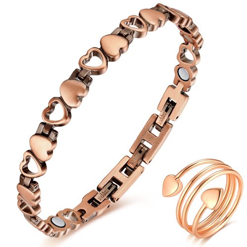 Vicmag Copper Bracelet for Women, Strength Magnetic Copper Bracelets 99.9% Solid Pure Copper Jewelry Valentine's Day Gift for Her (Adjustable Size with Gift Box)