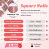 LuckForever 240pc Matte Square Press on Nails Medium Glue on Nails Brown Fake Nails Medium Square Acrylic Nails Press on Nails Full Cover Artificial False Fingernails with Nail Glue Adhesive Tabs